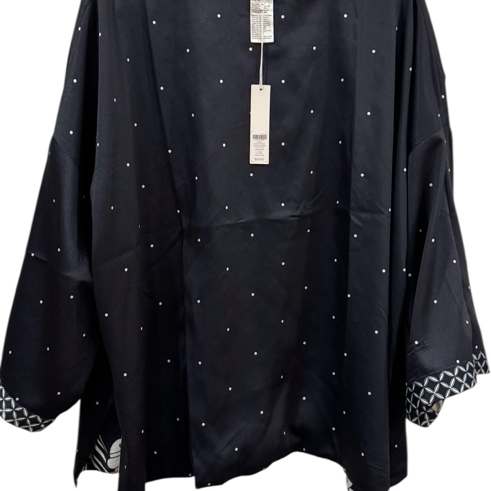 NWT Chico’s Navy White Covering Ruana Short Kimono Women’s Sz L/XL - Picture 11 of 11